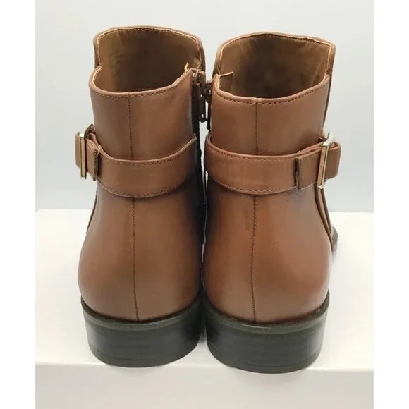 Alfani Step n Flex Genuine Leather Boots Womens 9.5 Cognac Brown Ankle Bootie - Picture 9 of 13